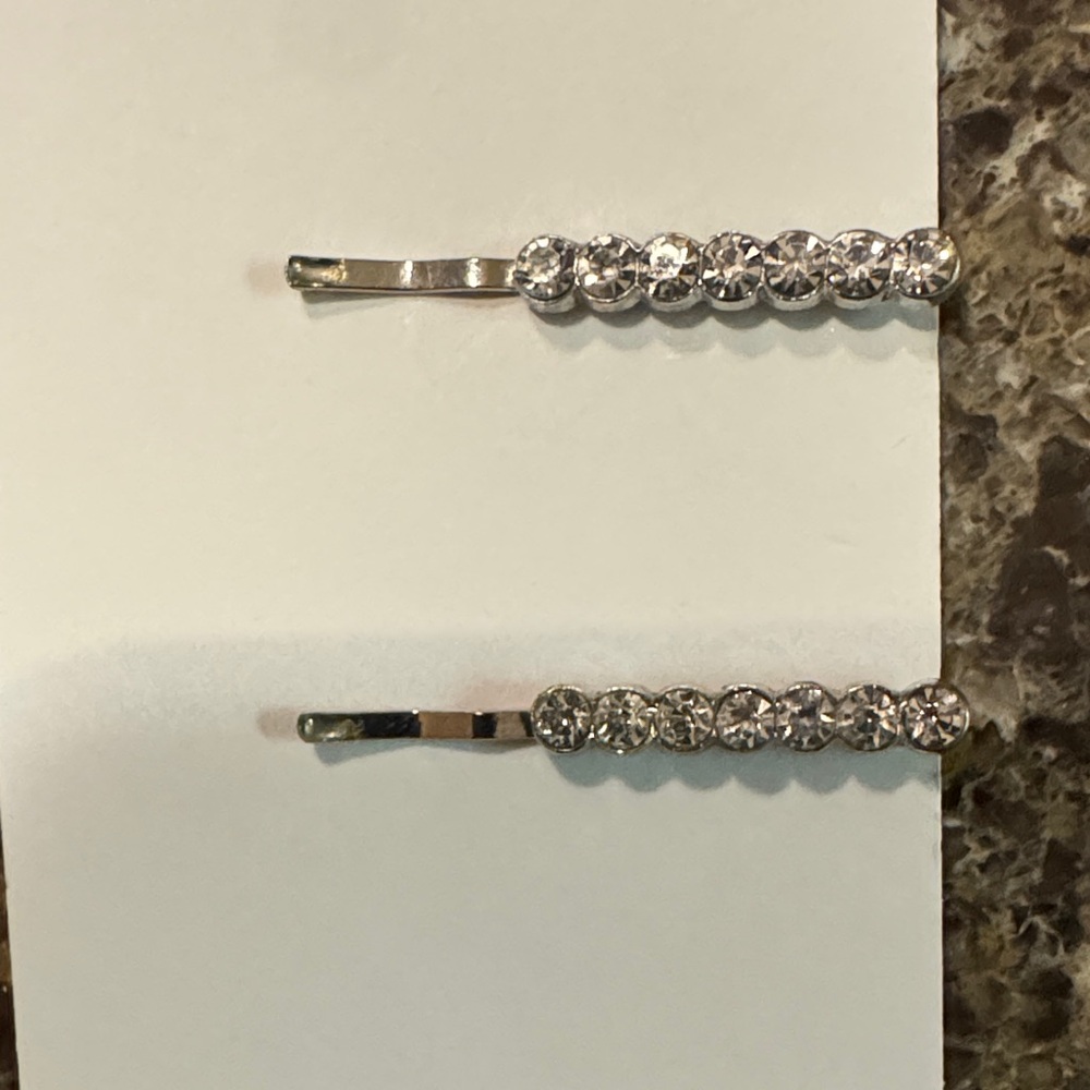 Elegant Silver Hair Clips with Crystal Accents